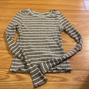 american eagle gray and white striped long sleeve. xs